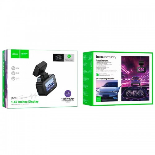 Відеореєстратор Hoco mini screen Dashcam DV10 |1.47", 1080p/30fps, WiFi| black