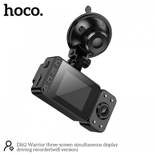 Відеореєстратор HOCO DI62 Warrior three-screen simultaneous display driving recorder (wifi version) |720p front/480p rear/480p inner| black