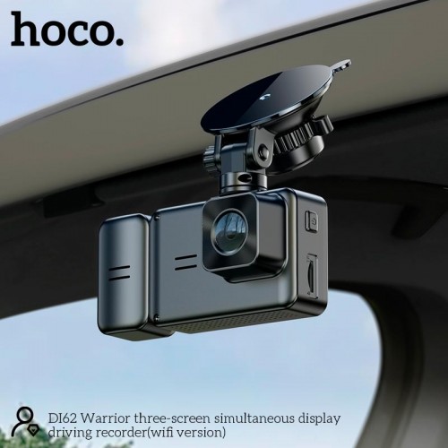 Відеореєстратор HOCO DI62 Warrior three-screen simultaneous display driving recorder (wifi version) |720p front/480p rear/480p inner| black
