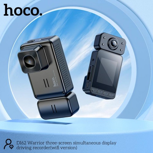 Відеореєстратор HOCO DI62 Warrior three-screen simultaneous display driving recorder (wifi version) |720p front/480p rear/480p inner| black