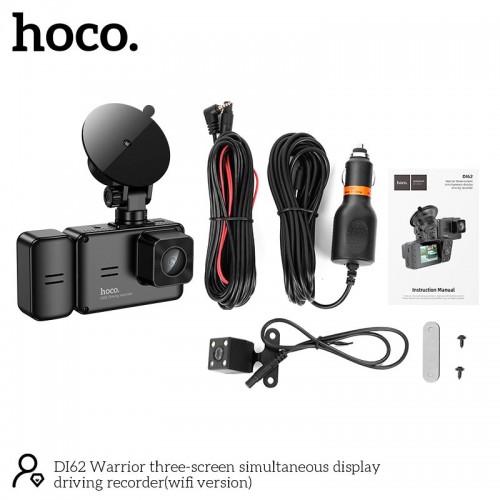 Видеорегистратор HOCO DI62 Warrior three-screen simultaneous display driving recorder(wifi version) |720p front/480p rear/480p inner|