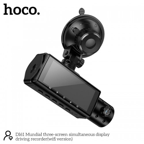 Видеорегистратор HOCO Mundial three-screen simultaneous display driving recorder DI61 (wifi version) |720p/480p+480p rear, 3.16"|