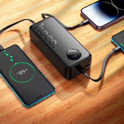 УМБ HOCO Sabio fully compatible power bank with 3 cables J132B 30000mAh |1USB/1Type-C, 22.5W/3A, PD/QC| black