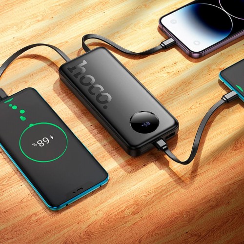 УМБ HOCO Sabio fully compatible power bank with 3 cables J132 10000mAh |1USB/1Type-C, 22.5W/3A, PD/QC| black