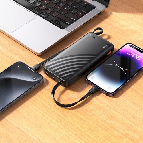 УМБ HOCO Night tide power bank with 4 cables J146 10000mAh |1USB/1Type-C, 2A| black