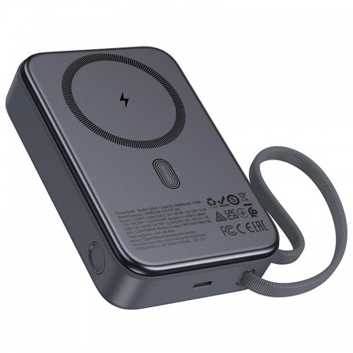 УМБ HOCO Origen dual PD magnetic power bank with cable dark 20000mAh Q44A |2Type-C, 45W/3A, PD/QC| grey