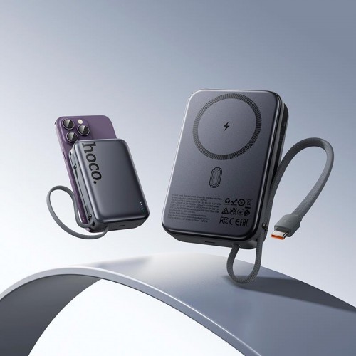 УМБ HOCO Origen dual PD magnetic power bank with cable dark 20000mAh Q44A |2Type-C, 45W/3A, PD/QC| grey