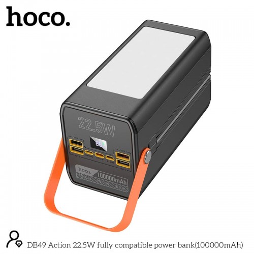 УМБ HOCO Action fully compatible power bank DB49 100000mAh |4USB/Type-C/Lightning, 22.5W/3A, PD/QC| black