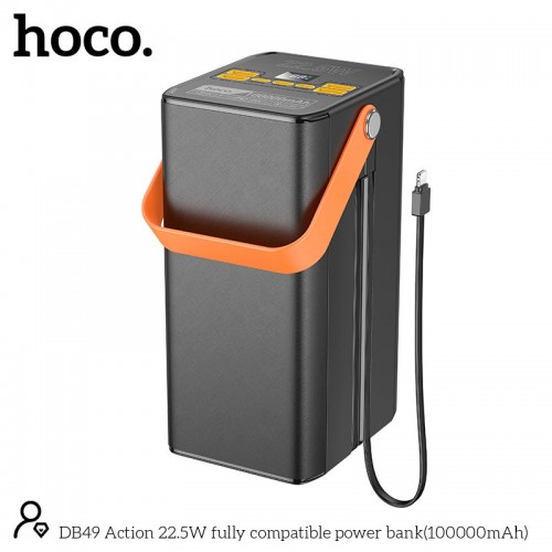 УМБ HOCO Action fully compatible power bank DB49 100000mAh |4USB/Type-C/Lightning, 22.5W/3A, PD/QC| black
