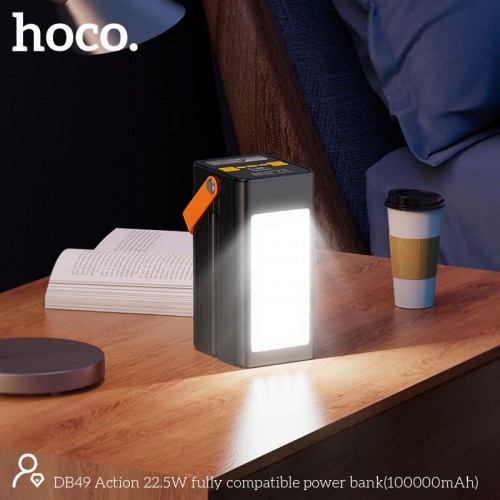 УМБ HOCO Action fully compatible power bank DB49 100000mAh |4USB/Type-C/Lightning, 22.5W/3A, PD/QC| black