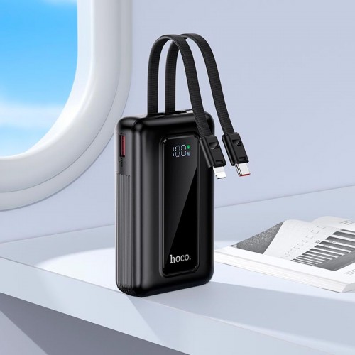 УМБ HOCO Full power PD fully compatible power bank with 2 cables J162 10000mAh |1USB/1Type-C, 22.5W/3A, PD/QC| black