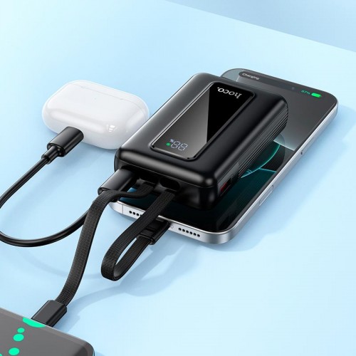 УМБ HOCO Full power PD fully compatible power bank with 2 cables J162 10000mAh |1USB/1Type-C, 22.5W/3A, PD/QC| black