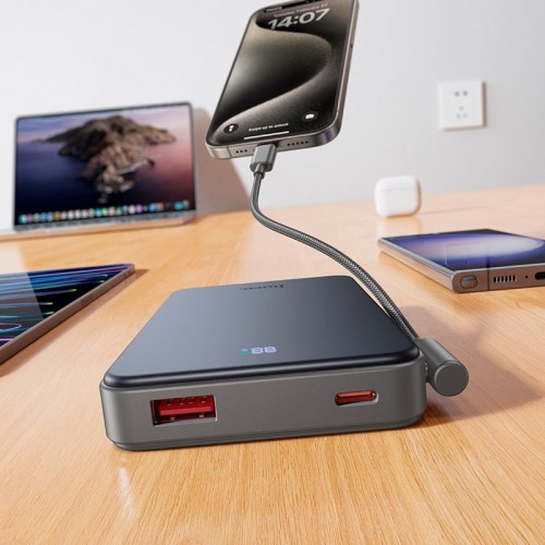 УМБ HOCO Starlight PD fully compatible power bank with cable J170 10000mAh |1USB/2Type-C, 22.5W/3A, grey