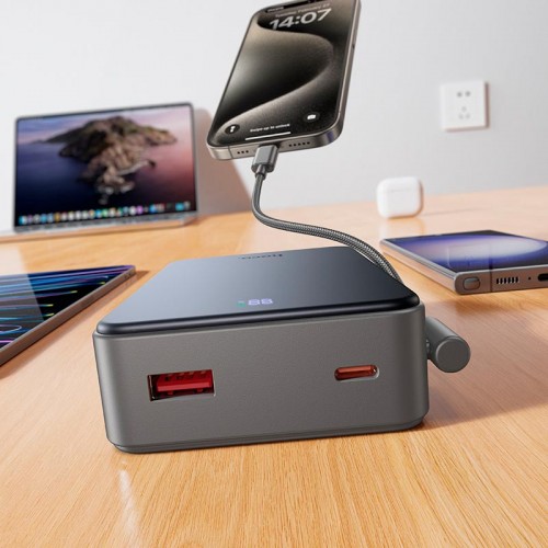 УМБ HOCO Starlight PD fully compatible power bank with cable J170A 20000mAh |1USB/2Type-C, 22.5W/3A, PD/QC| grey