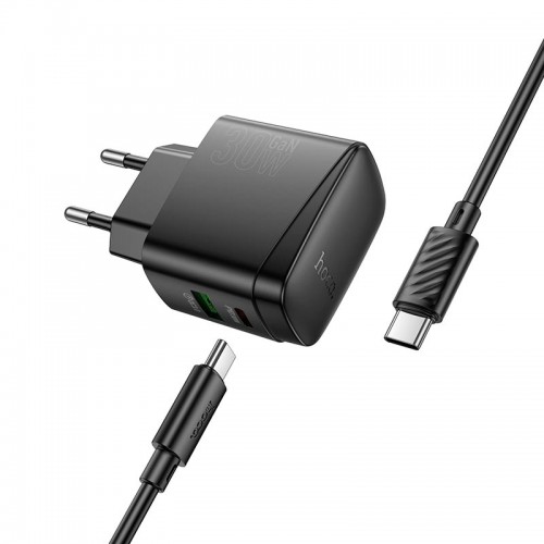 Адаптер сетевой HOCO Type-C to Type-C Cable Bright charger set CS61A |1USB/1Type-C, 30W/3A|