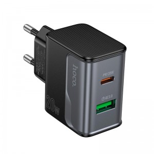 Адаптер мережевий HOCO Star Speed charger CS71A |1Type-C/1USB, 3A/20W, PD/QC| black