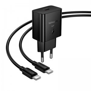 Адаптер сетевой HOCO C to C Cable Star single port PD charger set N76 |25W/3A, PD/QC, GaN|