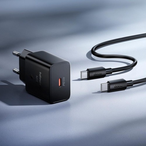 Адаптер сетевой HOCO C to C Cable Star single port PD charger set N76 |25W/3A, PD/QC, GaN|