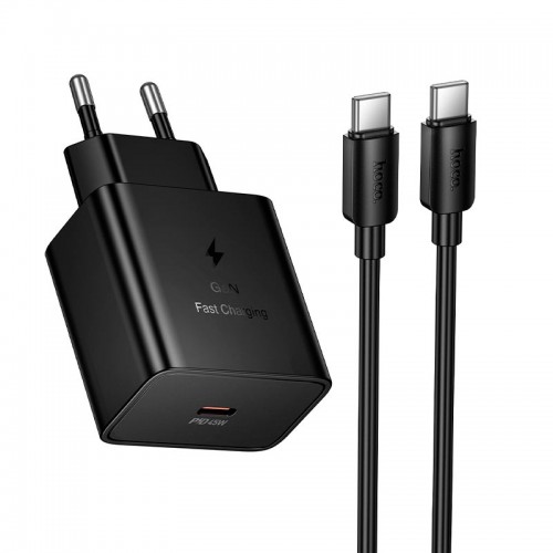 Адаптер сетевой HOCO C to C cable Star single port PD charger set N77 |45W/3A, PD/QC, GaN|