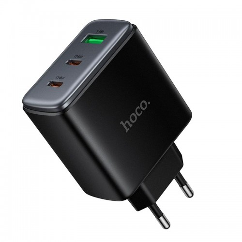 Адаптер мережний HOCO Upgrade PD charger C160A |2Type-C/1USB, 65W/3A, PD/QC| black