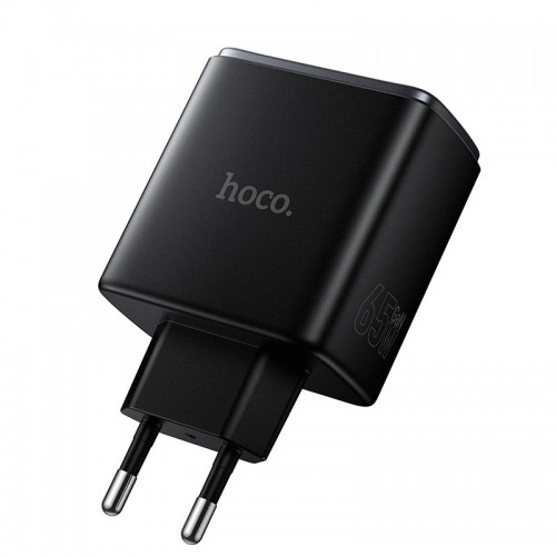 Адаптер мережний HOCO Upgrade PD charger C160A |2Type-C/1USB, 65W/3A, PD/QC| black