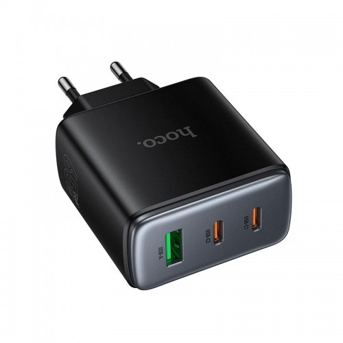 Адаптер мережний HOCO Upgrade PD charger C160A |2Type-C/1USB, 65W/3A, PD/QC| black