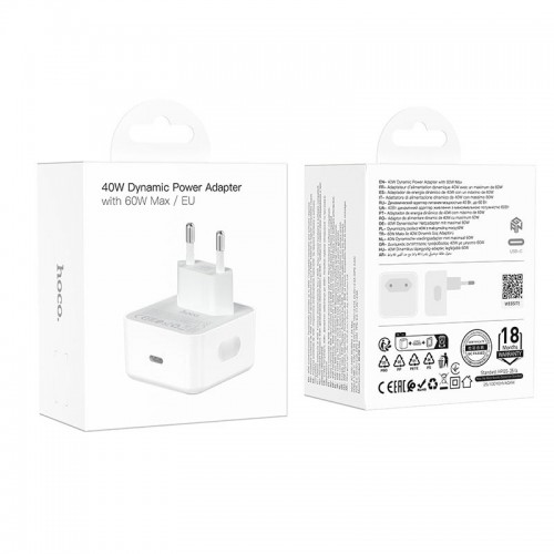 Адаптер сетевой HOCO Speed single port PD charger C161A |1Type-C, 40W/3A, PD/QC|
