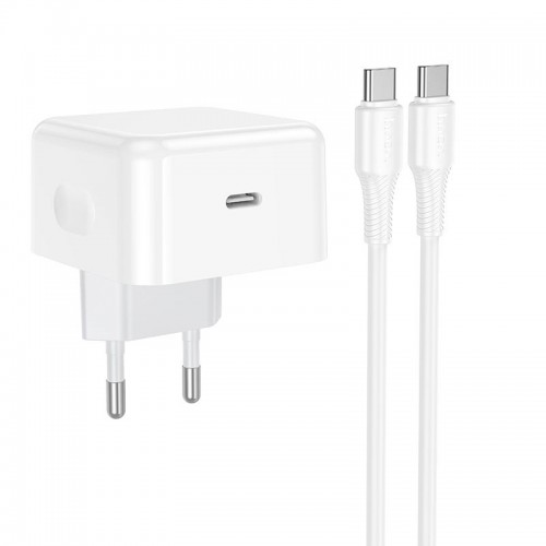 Адаптер сетевой HOCO C to C cable Speed single port PD charger set C161A |1Type-C, 40W/3A, PD/QC|