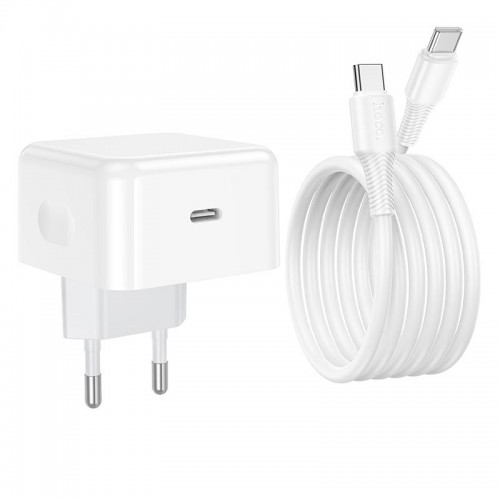 Адаптер сетевой HOCO C to C cable Speed single port PD charger set C161A |1Type-C, 40W/3A, PD/QC|