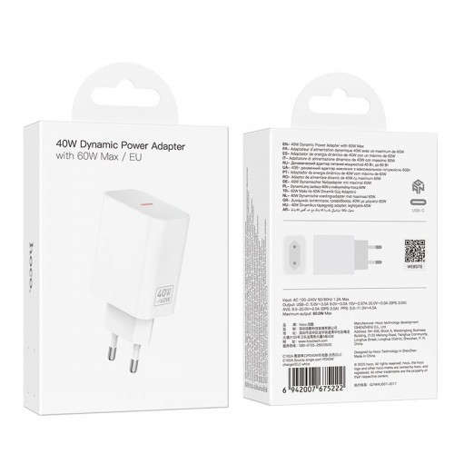 Адаптер мережний HOCO Source single port PD charger C162A |1Type-C, 40W/3A, PD/QC| black