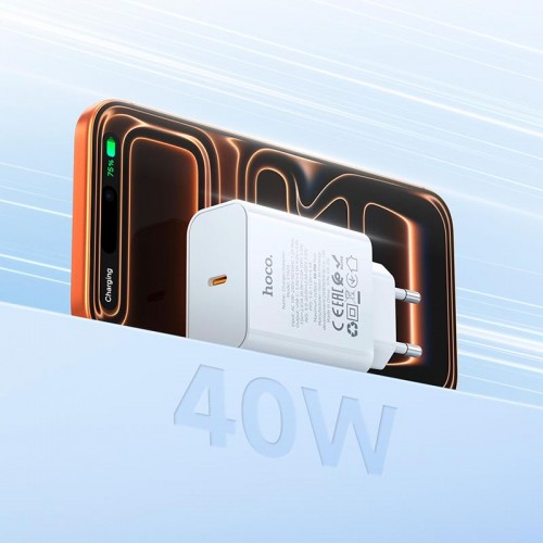 Адаптер сетевой HOCO C to C cable Source single port PD charger set C162A |1Type-C, 40W/3A, PD/QC|