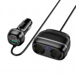 Автомобильный адаптер Hoco Rank dual port Car charger Z59 |1USB/1Type-C/2 порта 240W прикуриватель, PD30W/QC| черный