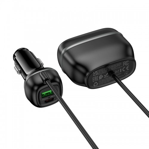 Адаптер автомобільний Hoco Rank dual port Car charger Z59 |1USB/1Type-C/2 port 240W cigarette lighter, PD30W/QC| black