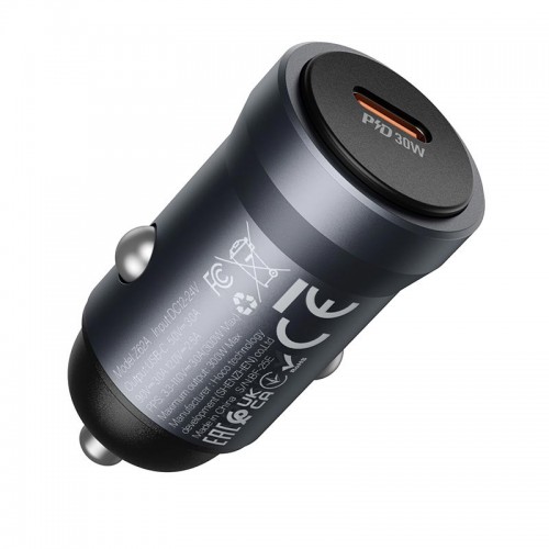Адаптер автомобильный HOCO Energy single port PD car charger Z62A |1Type-C, 30W/3A, PD/QC|