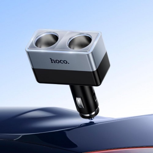 Адаптер автомобільний HOCO Smart dual cigarette lighter car charger Z65 |2DC, 240W| black