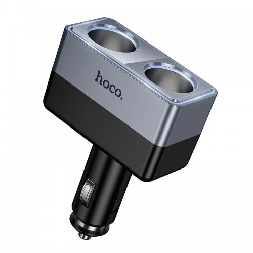 Адаптер автомобільний HOCO Smart dual cigarette lighter car charger Z65 |2DC, 240W| black