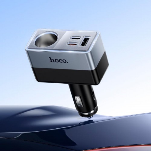 Адаптер автомобильный HOCO Smart cigarette lighter PD car charger Z65A |1USB/2Type-C/1DC, 165W, PD/QC|