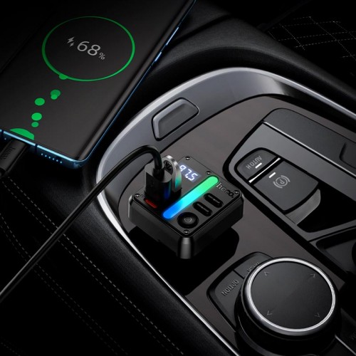Автомобильный адаптер HOCO Libre car BT FM transmitter E89 |2USB/1Type-C, 45W/3A, PD/QC| черный