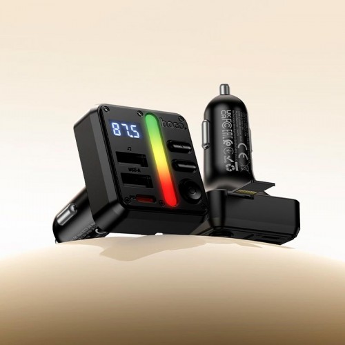 Автомобильный адаптер HOCO Libre car BT FM transmitter E89 |2USB/1Type-C, 45W/3A, PD/QC| черный