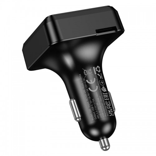 Автомобильный адаптер HOCO Libre car BT FM transmitter E89 |2USB/1Type-C, 45W/3A, PD/QC| черный