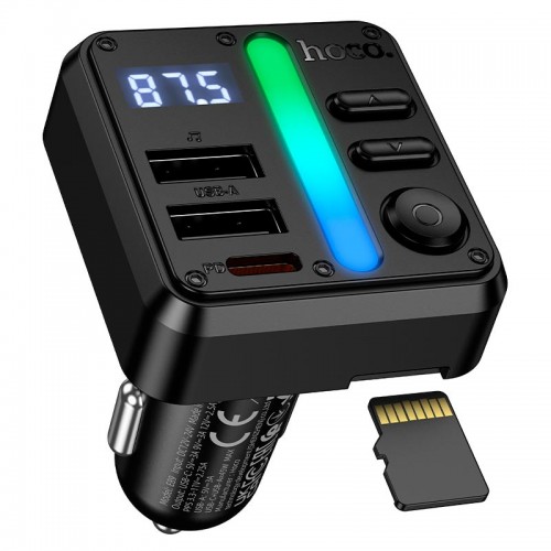 Автомобильный адаптер HOCO Libre car BT FM transmitter E89 |2USB/1Type-C, 45W/3A, PD/QC| черный