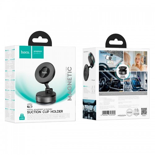 Утримувач HOCO Dragon manual suction cup magnetic holder (universal) H86 |4.5-7"| grey