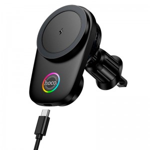 Утримувач HOCO electric rotating magnetic wireless fast charging car holder HW36 (air outlet) |15W| black