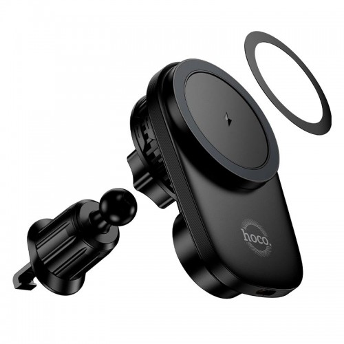 Утримувач HOCO electric rotating magnetic wireless fast charging car holder HW36 (air outlet) |15W| black