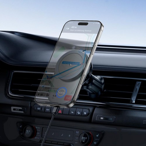 Утримувач HOCO electric rotating magnetic wireless fast charging car holder HW36 (air outlet) |15W| black