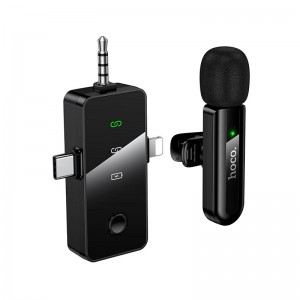 Мікрофон HOCO Fair Wireless Microphone L20B (iP/Type-C/3.5) |ENC, 2.4G| black