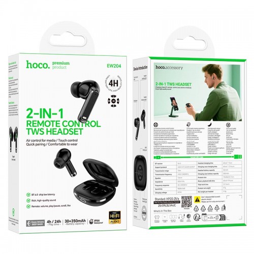 Наушники HOCO Verso true wireless BT headset with remote control EW204 IPX4 |BT6.0, 30/350mAh, 4h|
