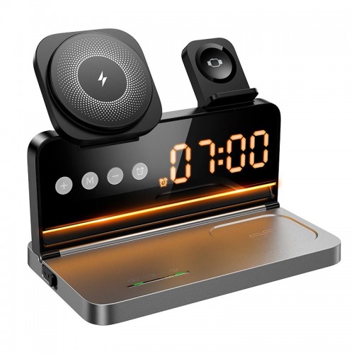 Зарядка Qi HOCO 4-in-1 wireless charger with alarm clock DWQ03 |15W|