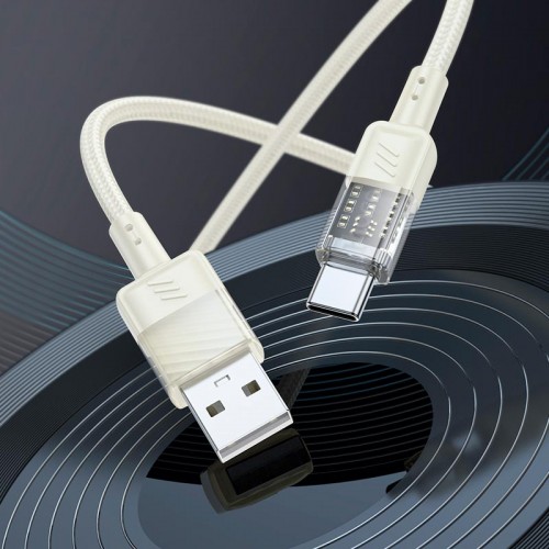 Кабель HOCO Spirit Type-C transparent charging data cable U129 |1.2m, 3A| black