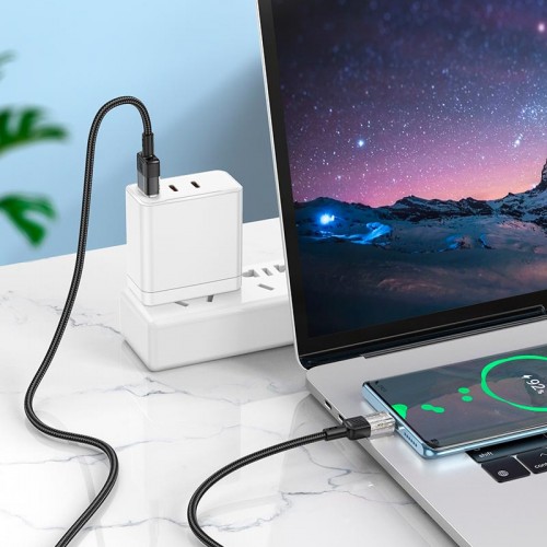 Кабель HOCO Spirit Type-C transparent charging data cable U129 |1.2m, 3A| black